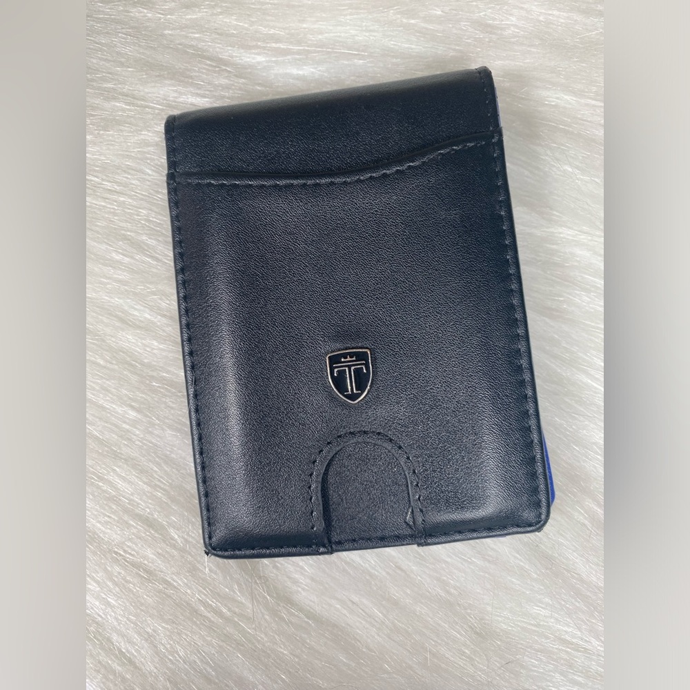Mens Travando Slim Wallet with Money Clip Black And Blue
